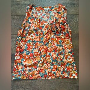 J. CREW | 100% silk floral faux wrap tank